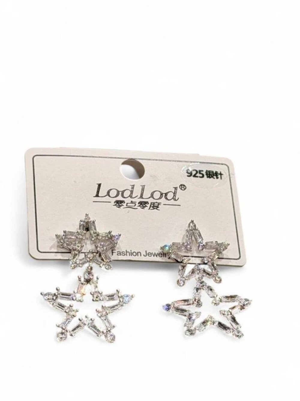 LodLod Silver Star Rhinestone Earrings